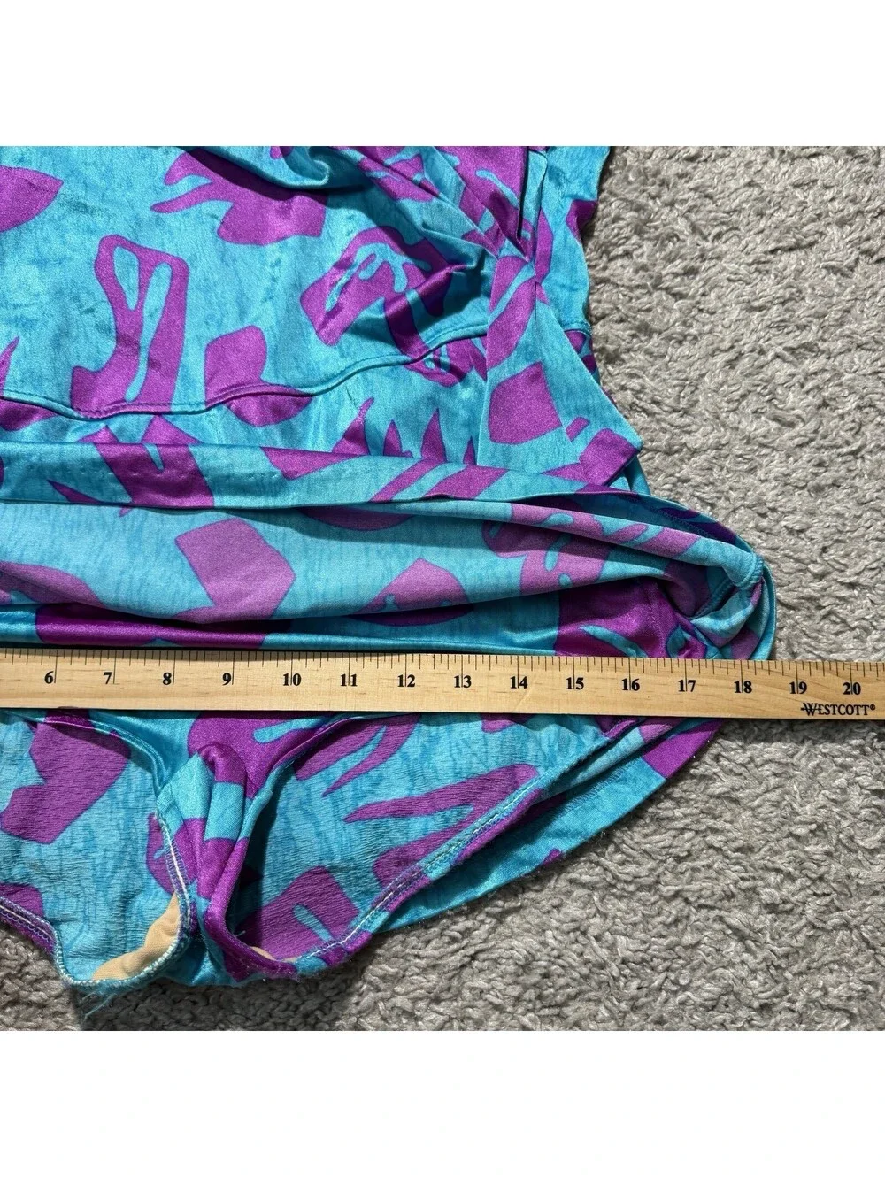 VTG Maxine of Hollywood Women Swim Dress One Piece Blue Purple Floral Size 8
